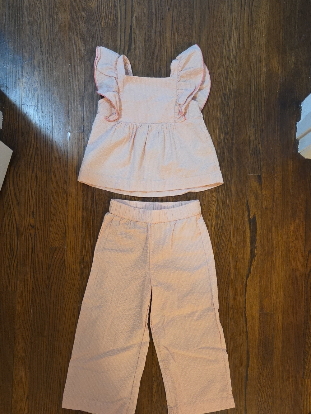 3 T Pink Girls' Seersucker Top & Pants Set - Soft Pink